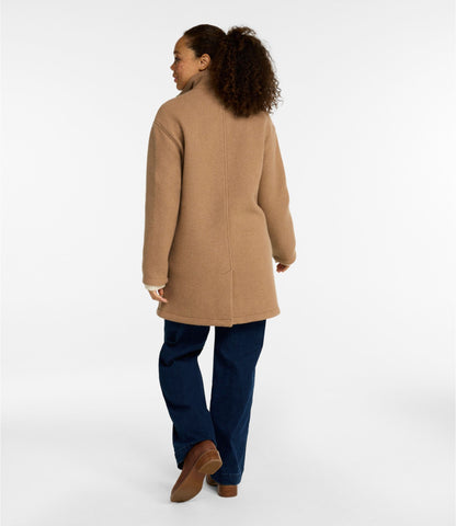 L.L.Bean Women's Bean's Boiled Wool Coat Camel Brown