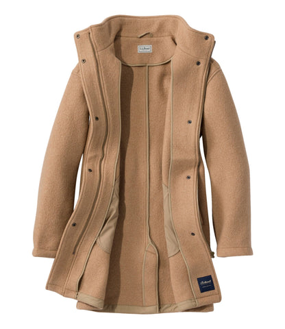 L.L.Bean Women's Bean's Boiled Wool Coat Camel Brown
