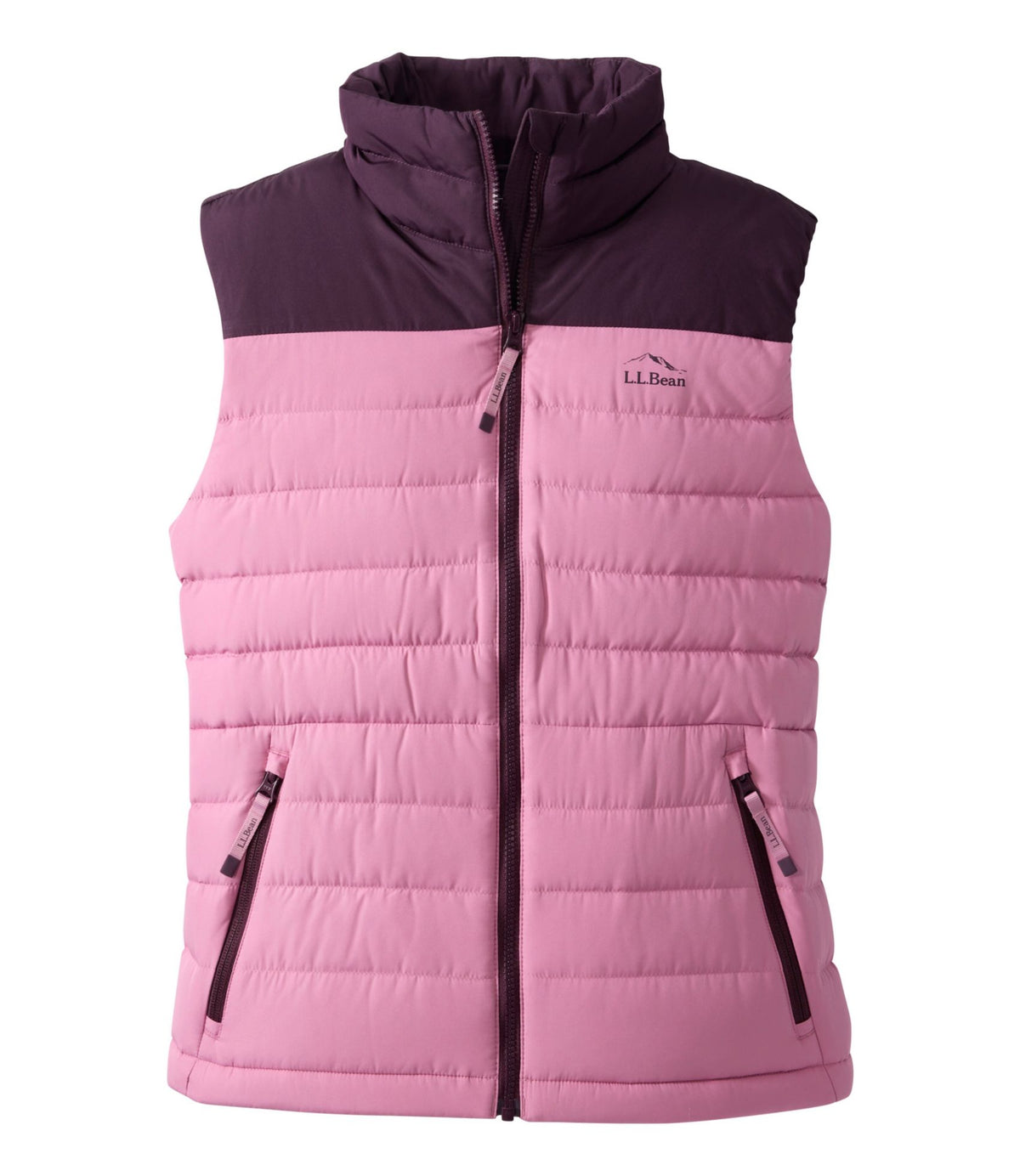 L.L.Bean Women's Access Down Vest, Colorblock Eggplant/Iced Orchid
