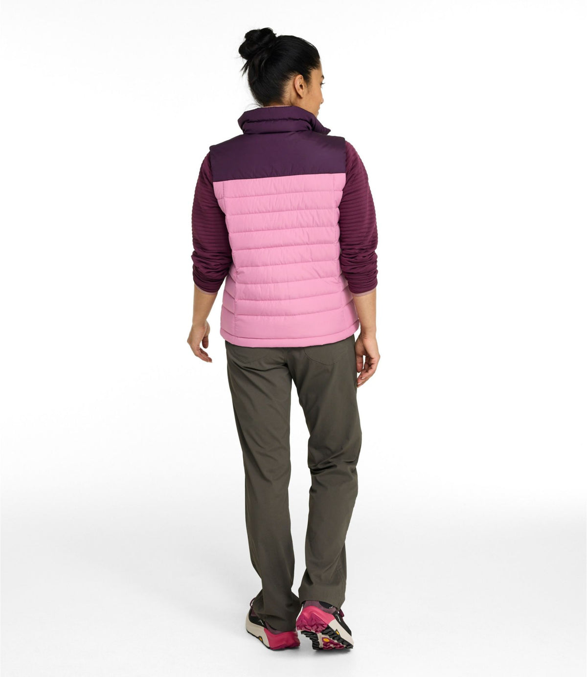 L.L.Bean Women's Access Down Vest, Colorblock Eggplant/Iced Orchid