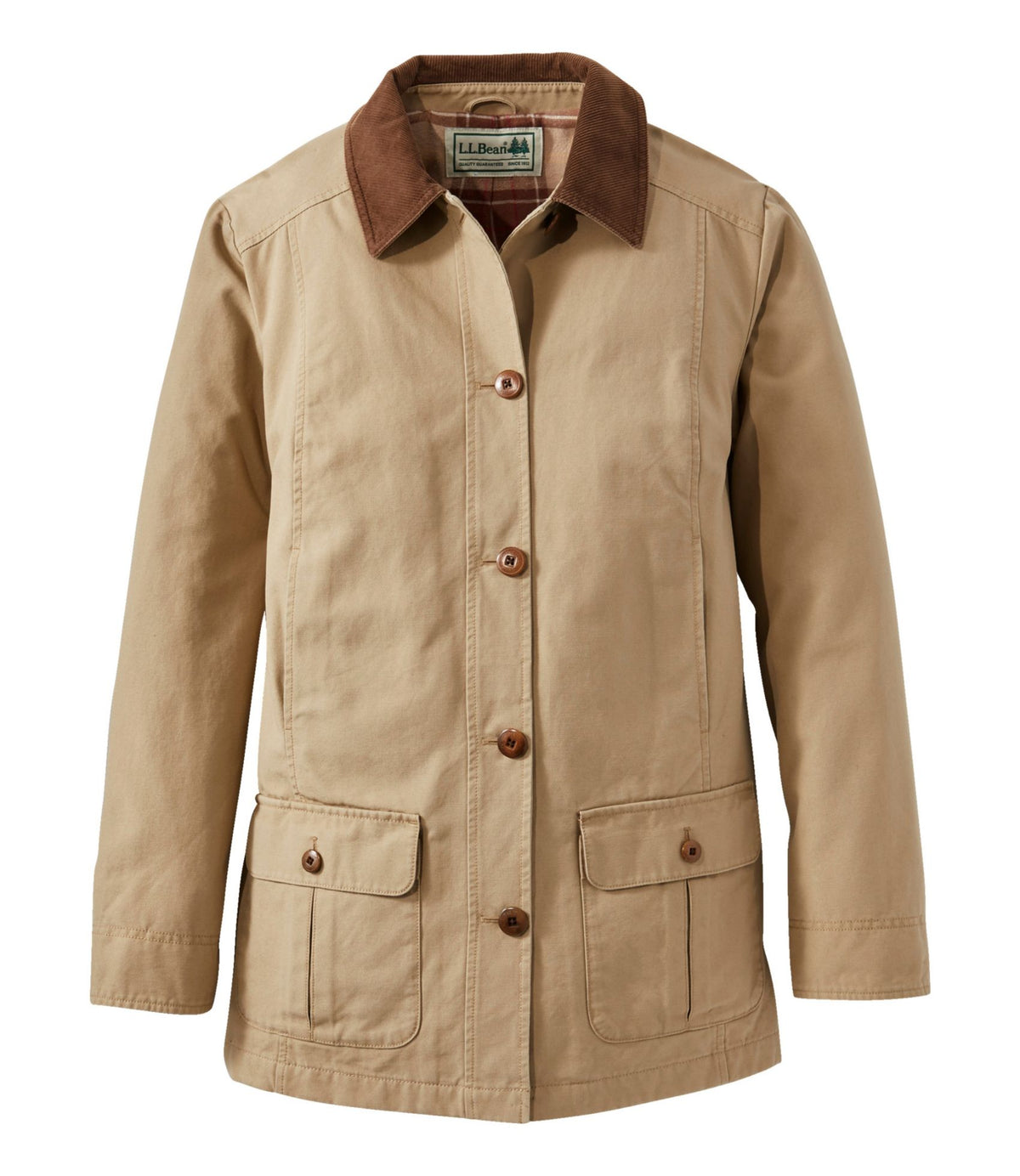 L.L.Bean Women's Adirondack Barn Coat, Flannel-Lined Dark Khaki