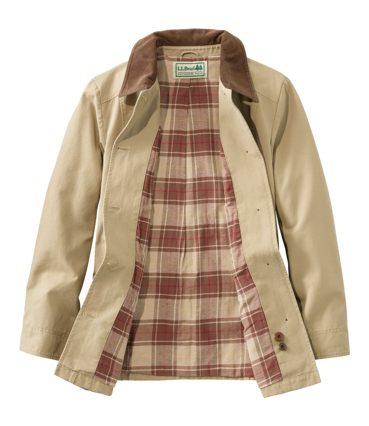 L.L.Bean Women's Adirondack Barn Coat, Flannel-Lined Dark Khaki