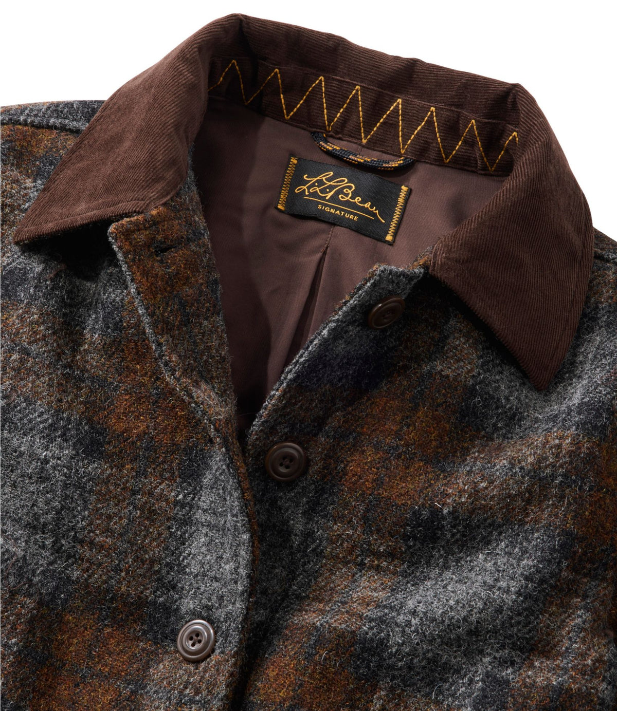 L.L.Bean Women's Signature Wool Chore Jacket Harris Tweed Gray/Brown Plaid