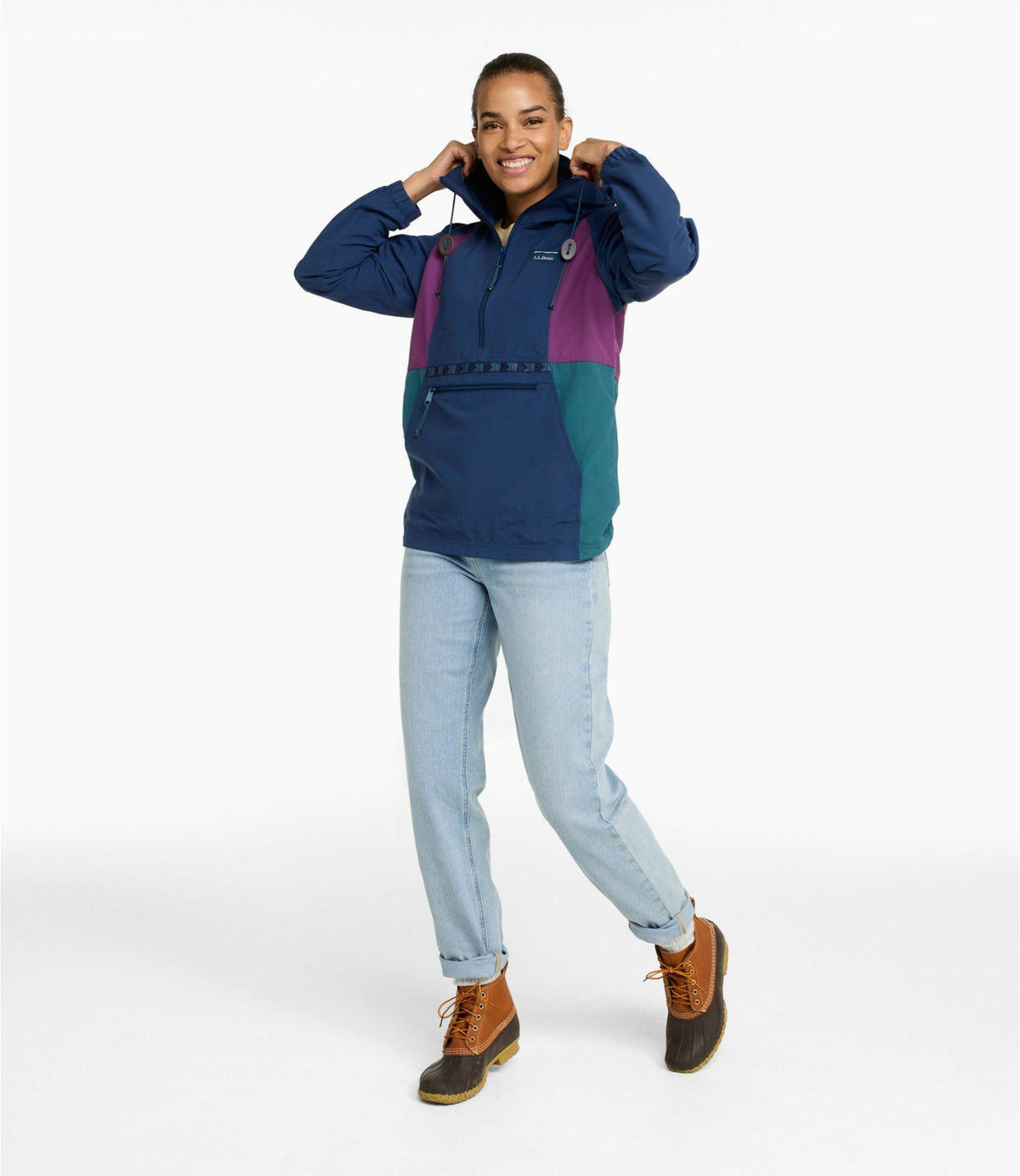 L.L.Bean Women's Mountain Classic Anorak, Multi-Color Antique Lilac/Thyme
