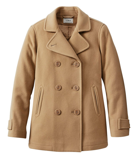 L.L.Bean Women's Classic Lambswool Peacoat Camel