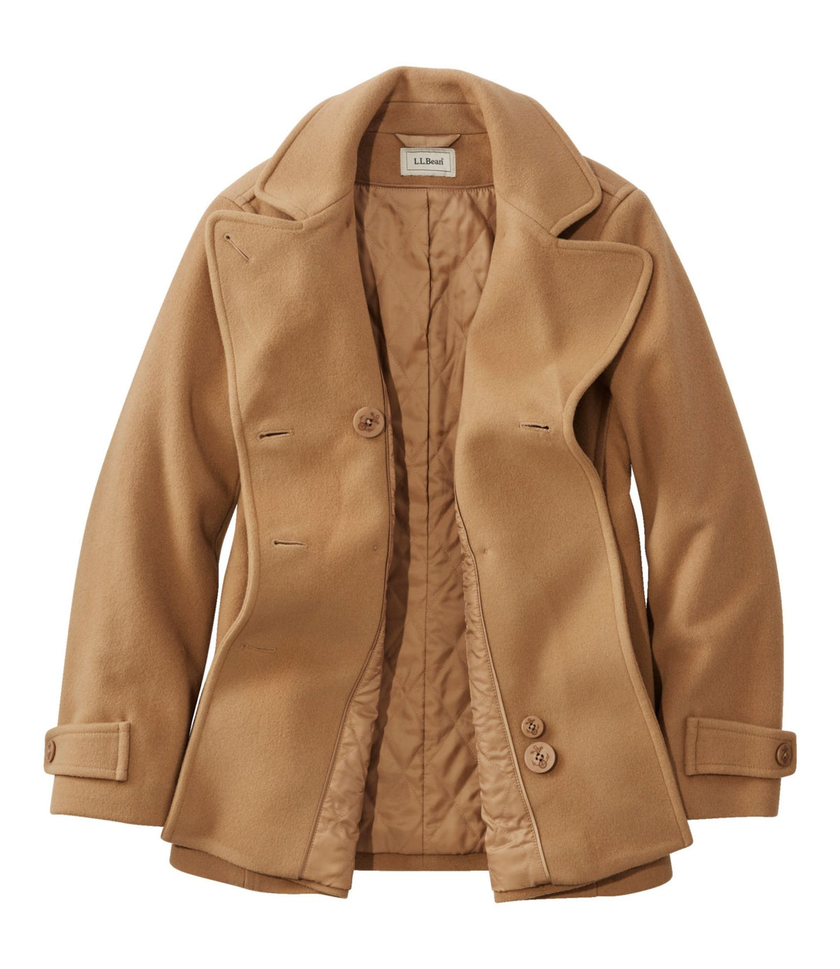 L.L.Bean Women's Classic Lambswool Peacoat Camel