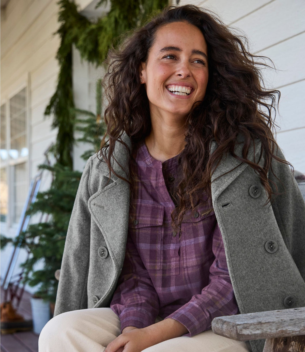 L.L.Bean Women's Classic Lambswool Peacoat Camel