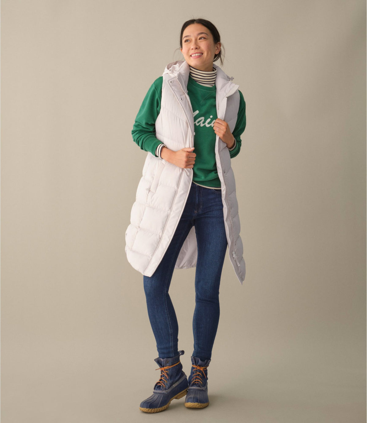 L.L.Bean Women's Popham Puffer Long Vest Fig