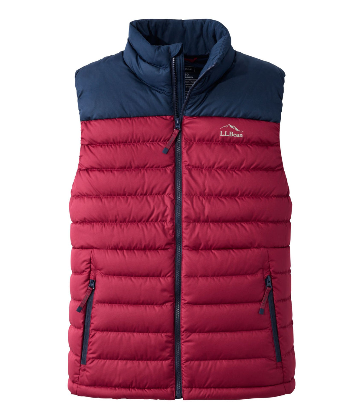 L.L.Bean Men's Access Down Vest, Colorblock Nautical Navy/Bordeaux