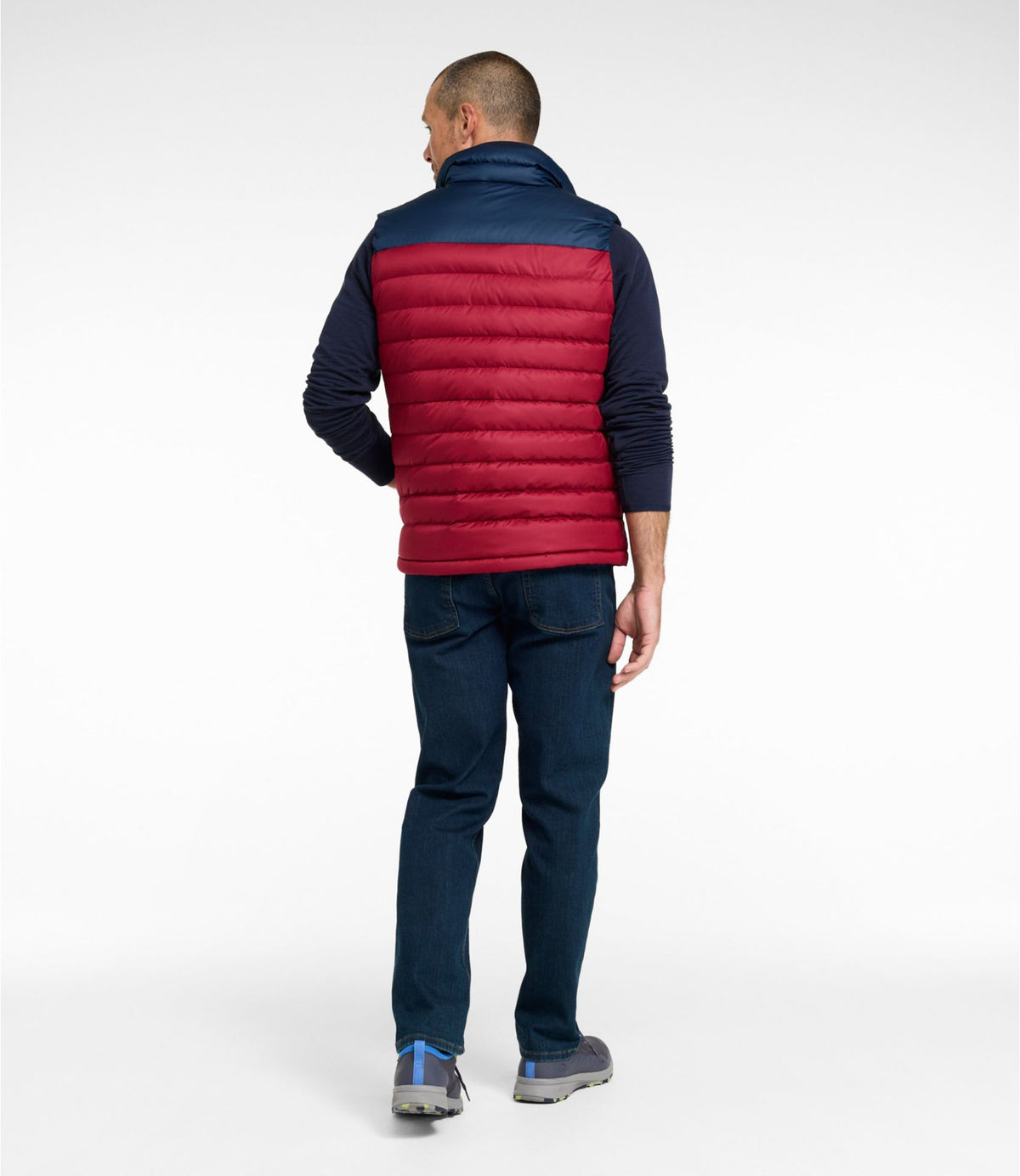 L.L.Bean Men's Access Down Vest, Colorblock Nautical Navy/Bordeaux
