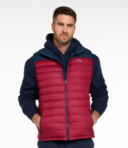 L.L.Bean Men's Access Down Vest, Colorblock Nautical Navy/Bordeaux