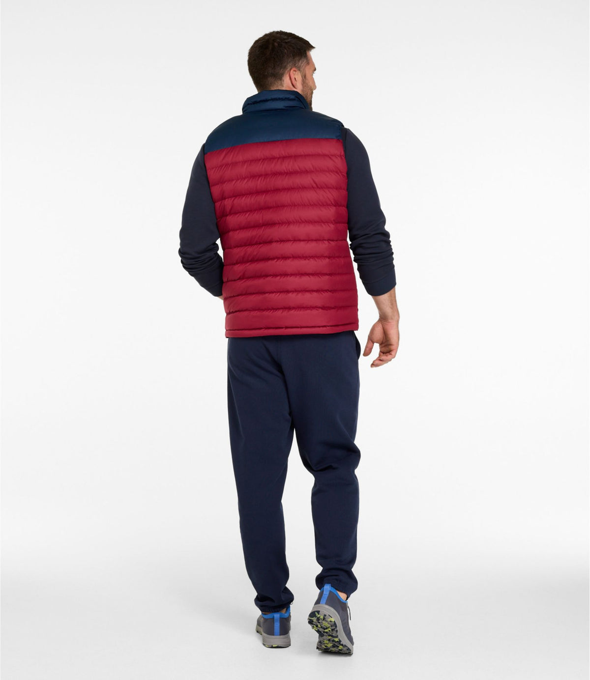 L.L.Bean Men's Access Down Vest, Colorblock Nautical Navy/Bordeaux