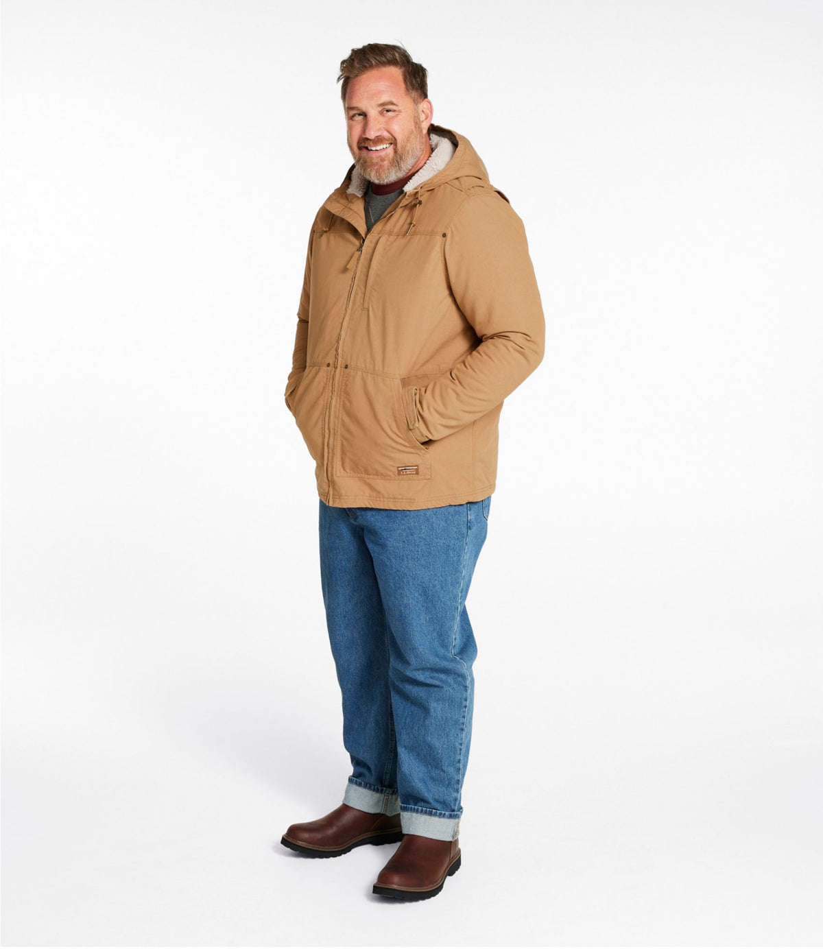 L.L.Bean Men's Bean's Insulated Utility Hoodie Marsh Brown
