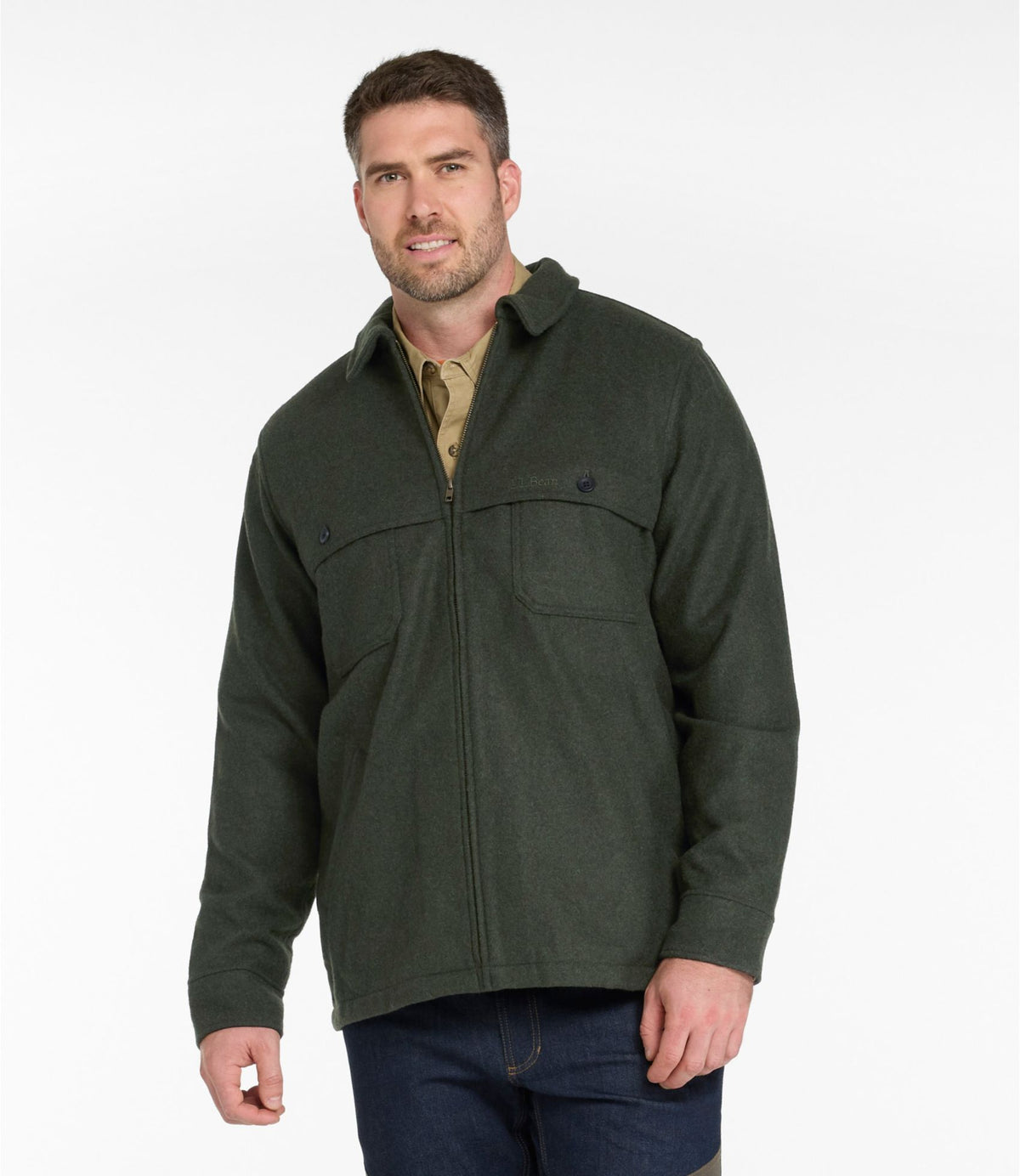 L.L.Bean Men's Maine Guide Zip-Front Jac-Shirt Loden