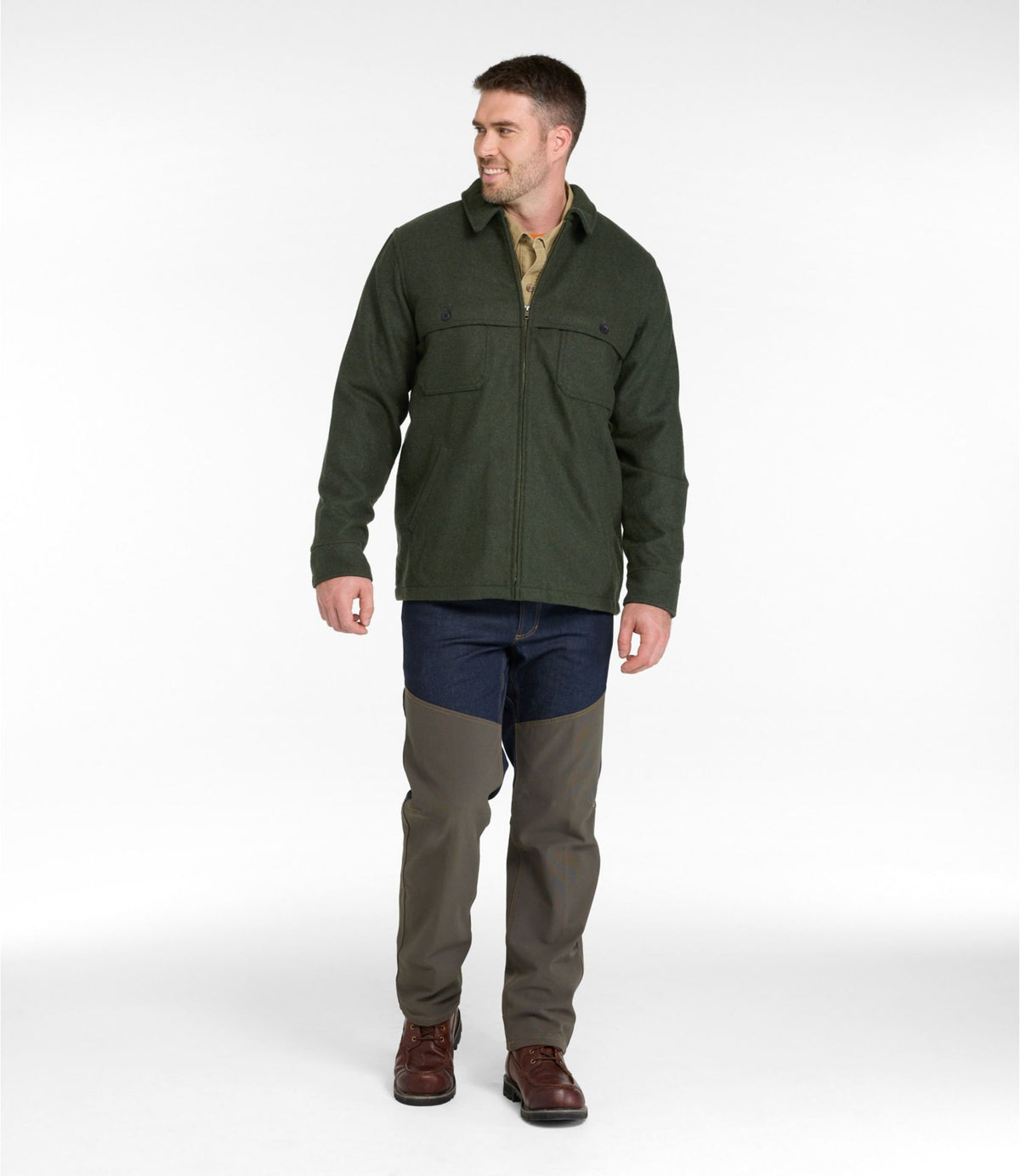 L.L.Bean Men's Maine Guide Zip-Front Jac-Shirt Loden