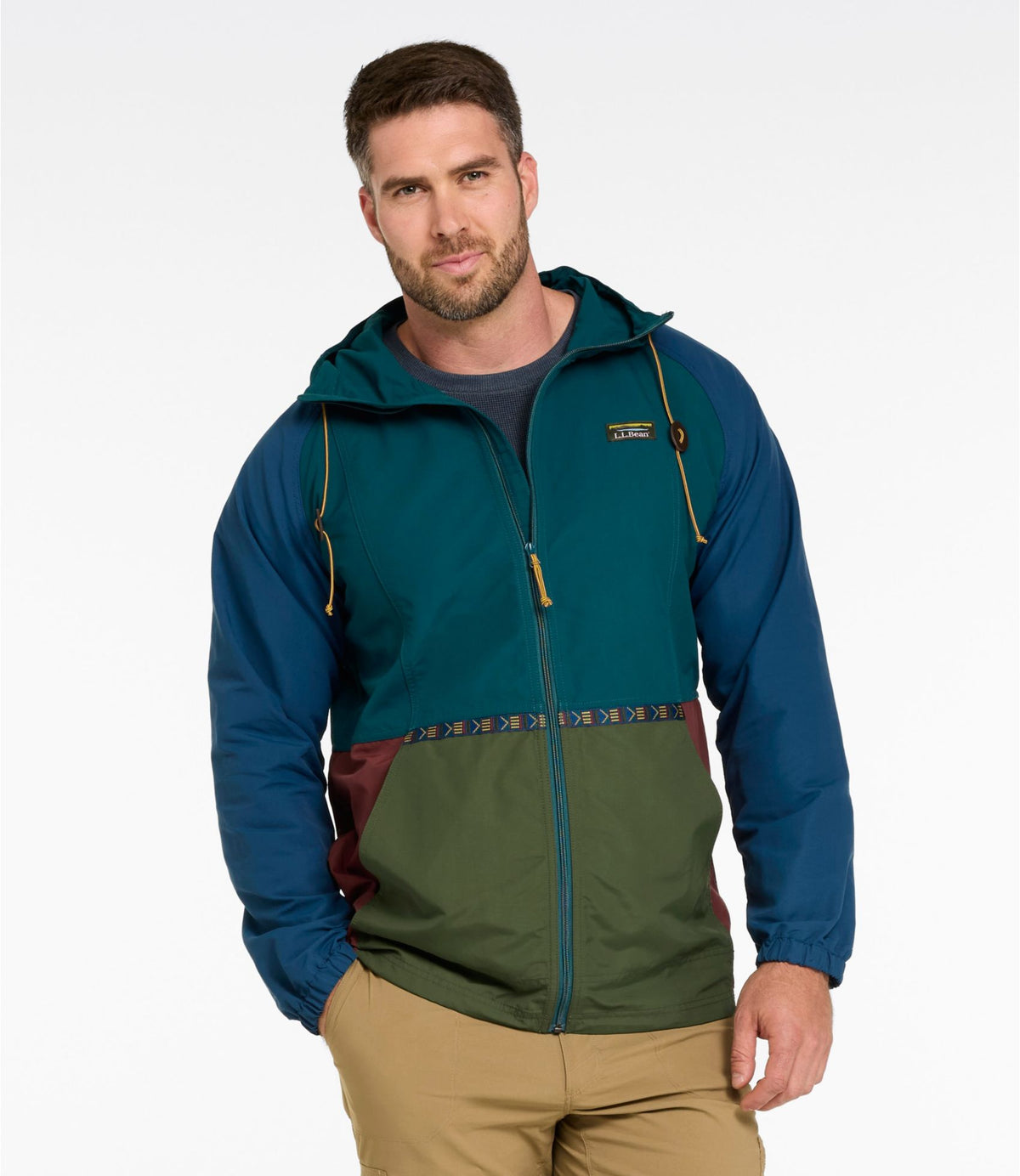 L.L.Bean Men's Mountain Classic Jacket, Multi Color Shore Sand/Weathered Oak