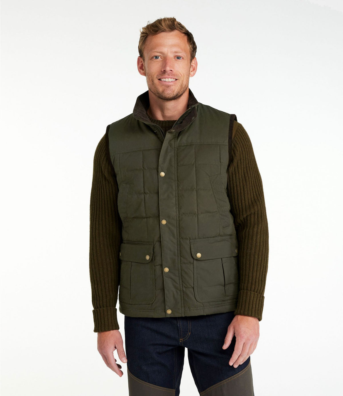 L.L.Bean Men's L.L.Bean Upcountry Waxed Cotton Down Vest Coffee Bean