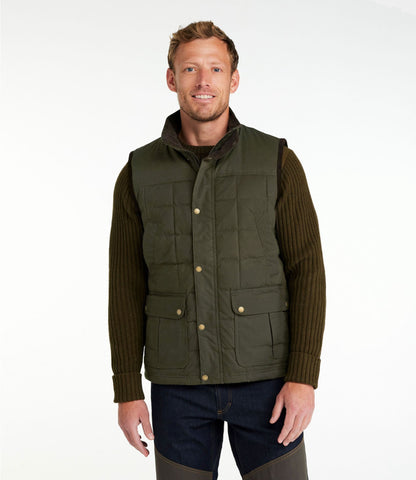 L.L.Bean Men's L.L.Bean Upcountry Waxed Cotton Down Vest Coffee Bean