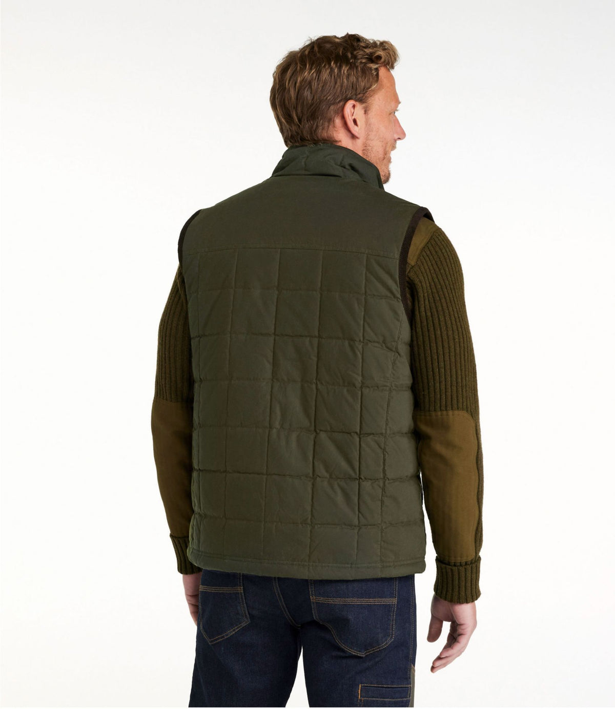 L.L.Bean Men's L.L.Bean Upcountry Waxed Cotton Down Vest Coffee Bean