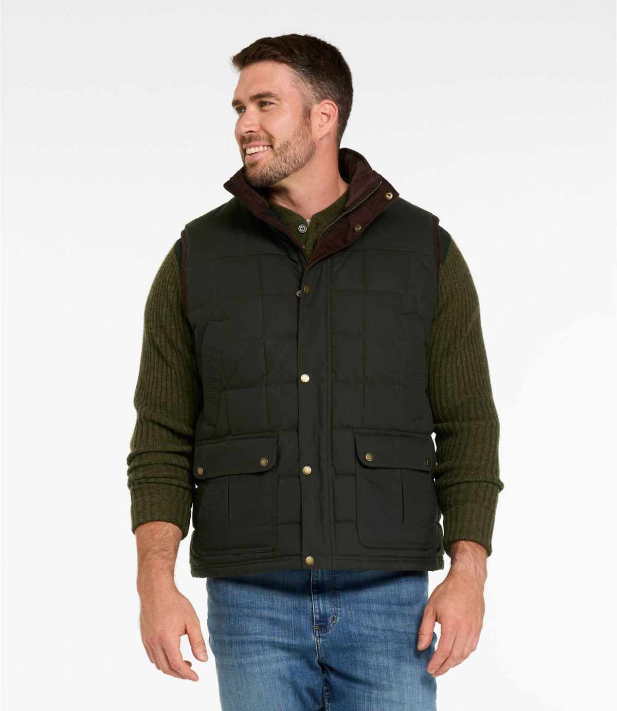 L.L.Bean Men's L.L.Bean Upcountry Waxed Cotton Down Vest Coffee Bean