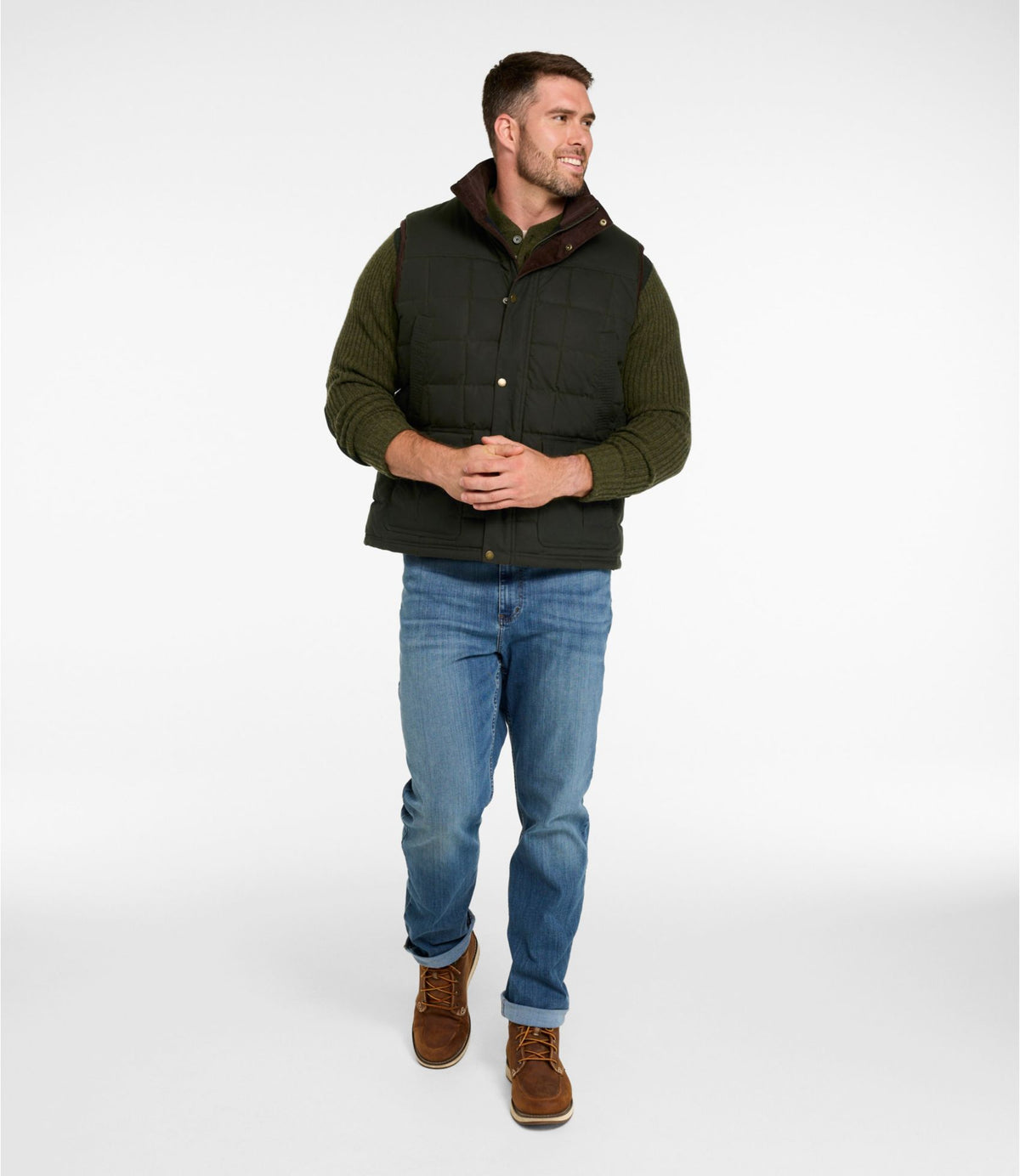 L.L.Bean Men's L.L.Bean Upcountry Waxed Cotton Down Vest Coffee Bean