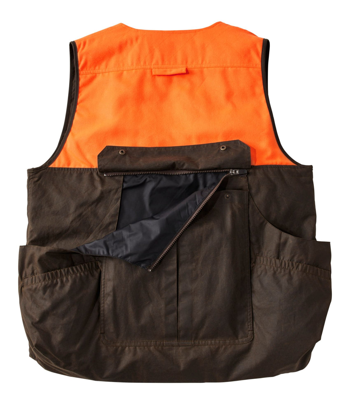 L.L.Bean Men's Double L Waxed-Cotton Upland Vest, Hunter Orange Otter Brown/Hunter Orange