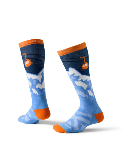 L.L.Bean Kids' Darn Tough Over-the-Calf Midweight Ski Socks, Little Yeti Midnight