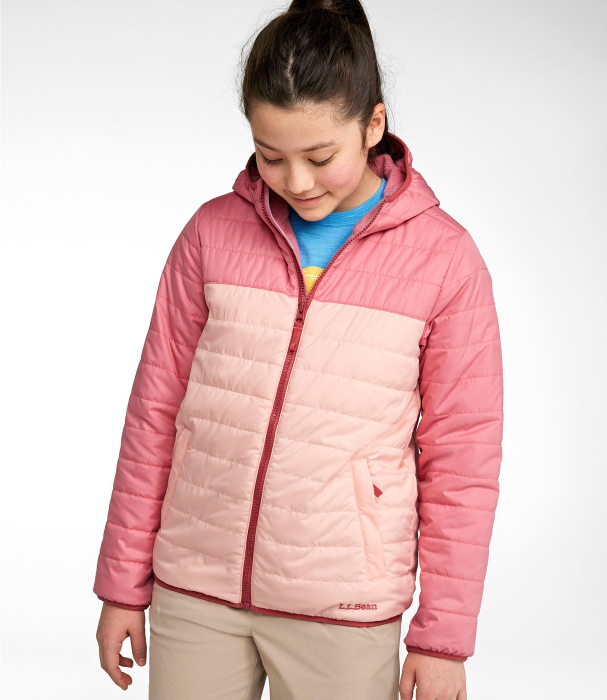 L.L.Bean Kids' Fleece-Lined Insulated Jacket Peach Coral