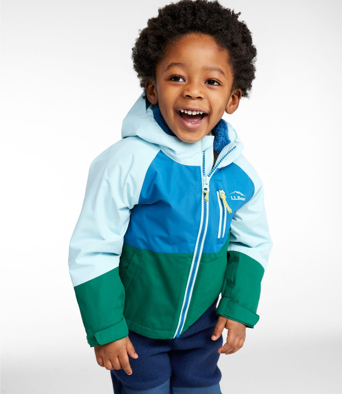 L.L.Bean Toddlers' Fleece-Lined 3-in-1 Jacket Coastal Aqua/Lapis Teal