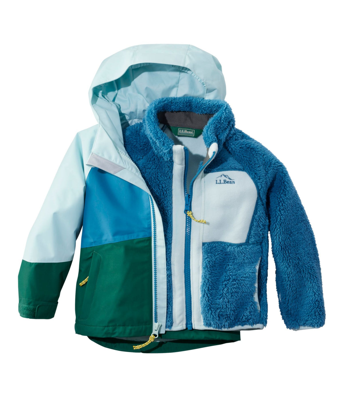 L.L.Bean Toddlers' Fleece-Lined 3-in-1 Jacket Coastal Aqua/Lapis Teal