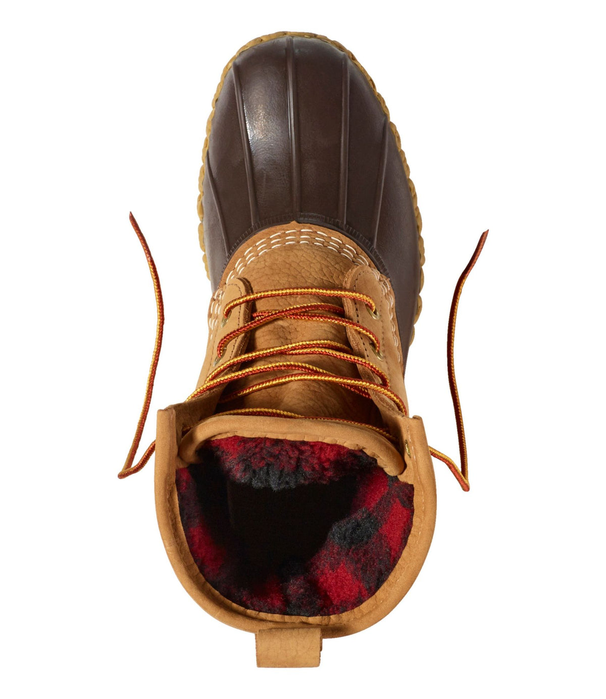 L.L.Bean Women's Bean Boots, 8" Fleece-Lined Insulated Tan/Bean Boot Brown/Gum/Red Black Plaid