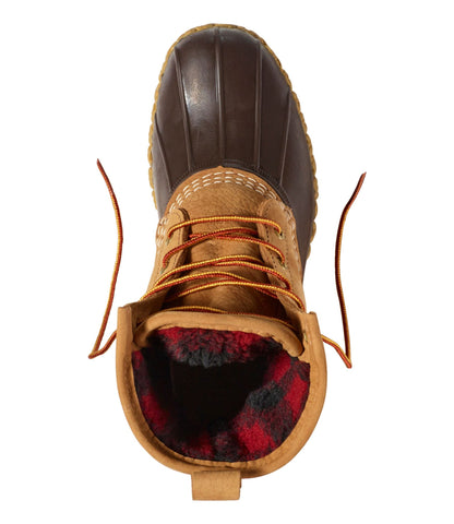 L.L.Bean Women's Bean Boots, 8" Fleece-Lined Insulated Tan/Bean Boot Brown/Gum/Red Black Plaid