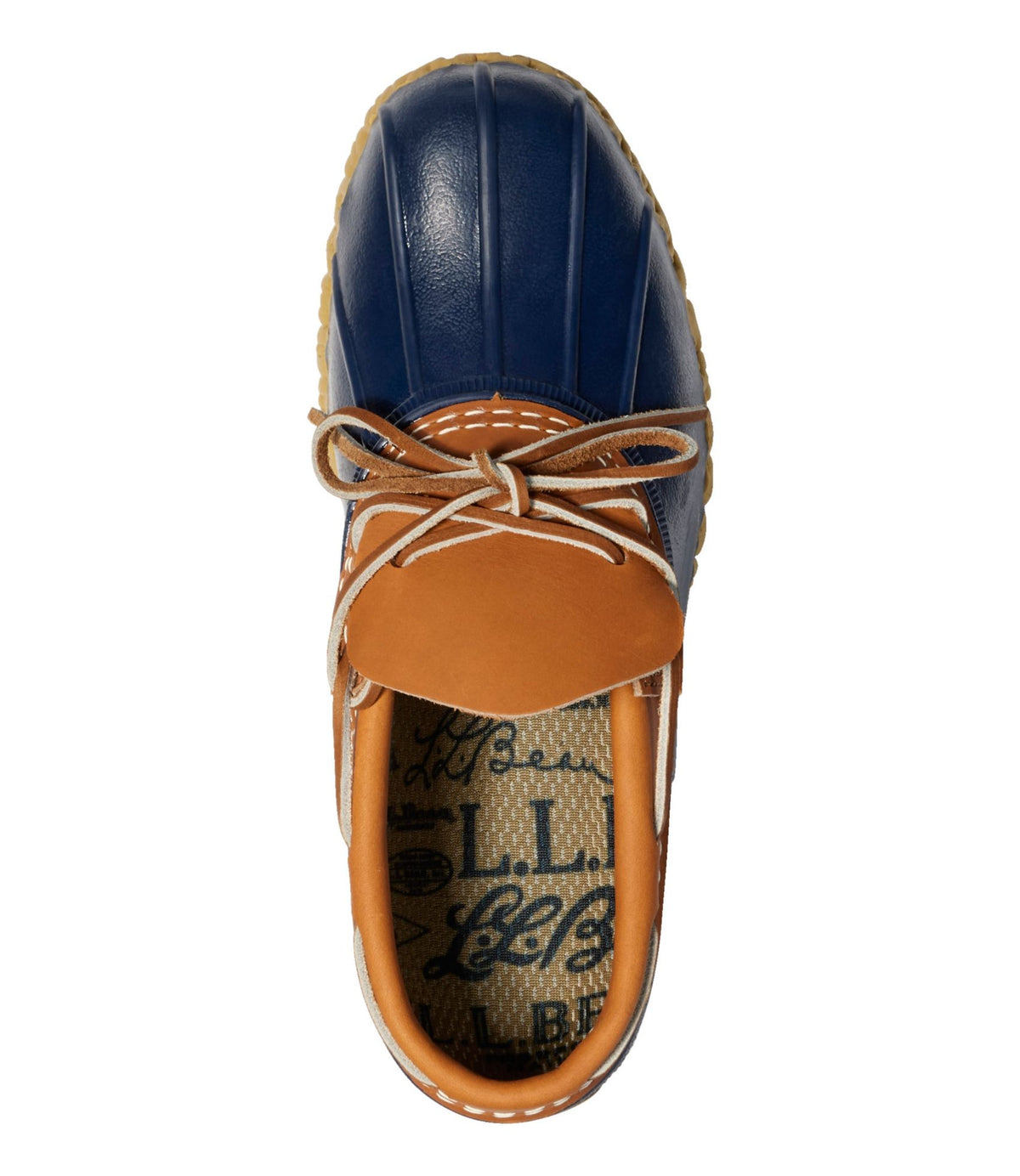 L.L.Bean Women's Bean Boots, Rubber Mocs Tan/Bright Navy/Gum
