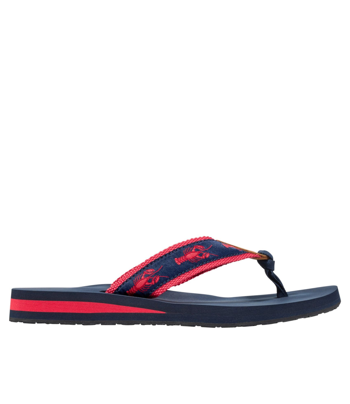 L.L.Bean Women's Original Maine Isle Flip-Flops, Motif Classic Navy/Lobster