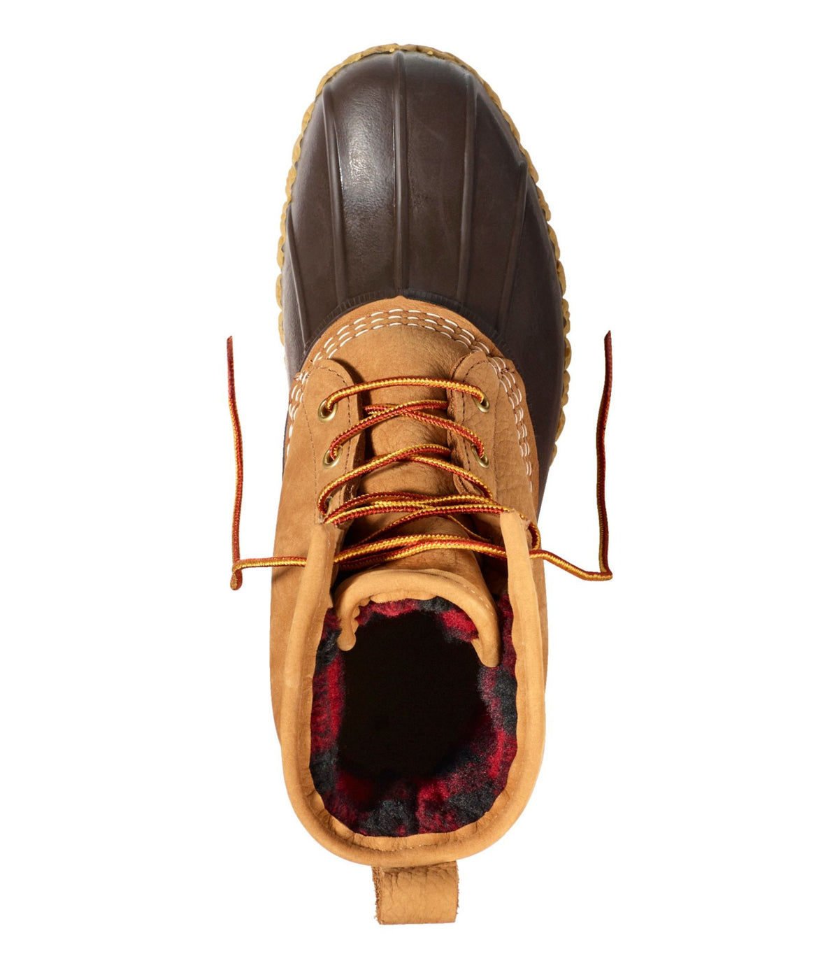 L.L.Bean Men's Bean Boots, 8" Fleece-Lined Insulated Tan/Bean Boot Brown/Gum/Red Black Plaid