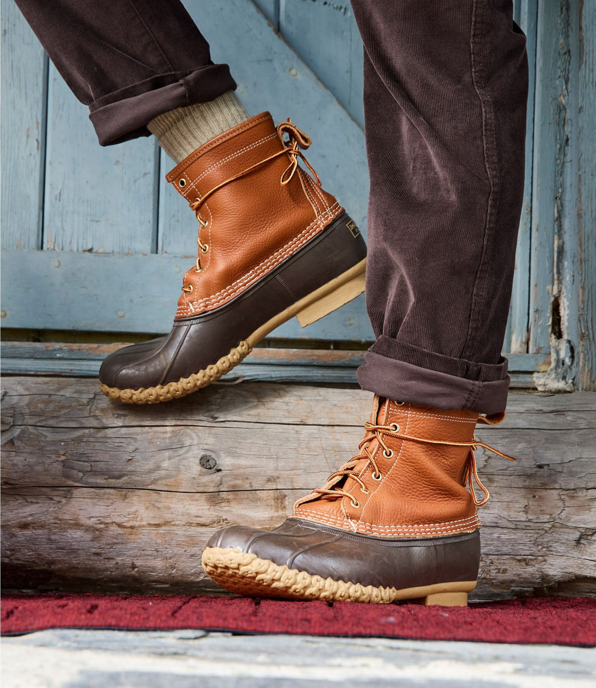 L.L.Bean Men's Bean Boots 8", Flannel-Lined Insulated Tan/Brown/Gum/Apple Cinnamon