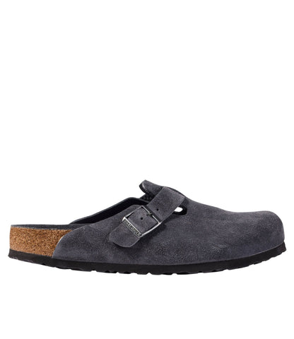 L.L.Bean Men's Birkenstock Soft Footbed Boston Clogs, Suede Charcoal