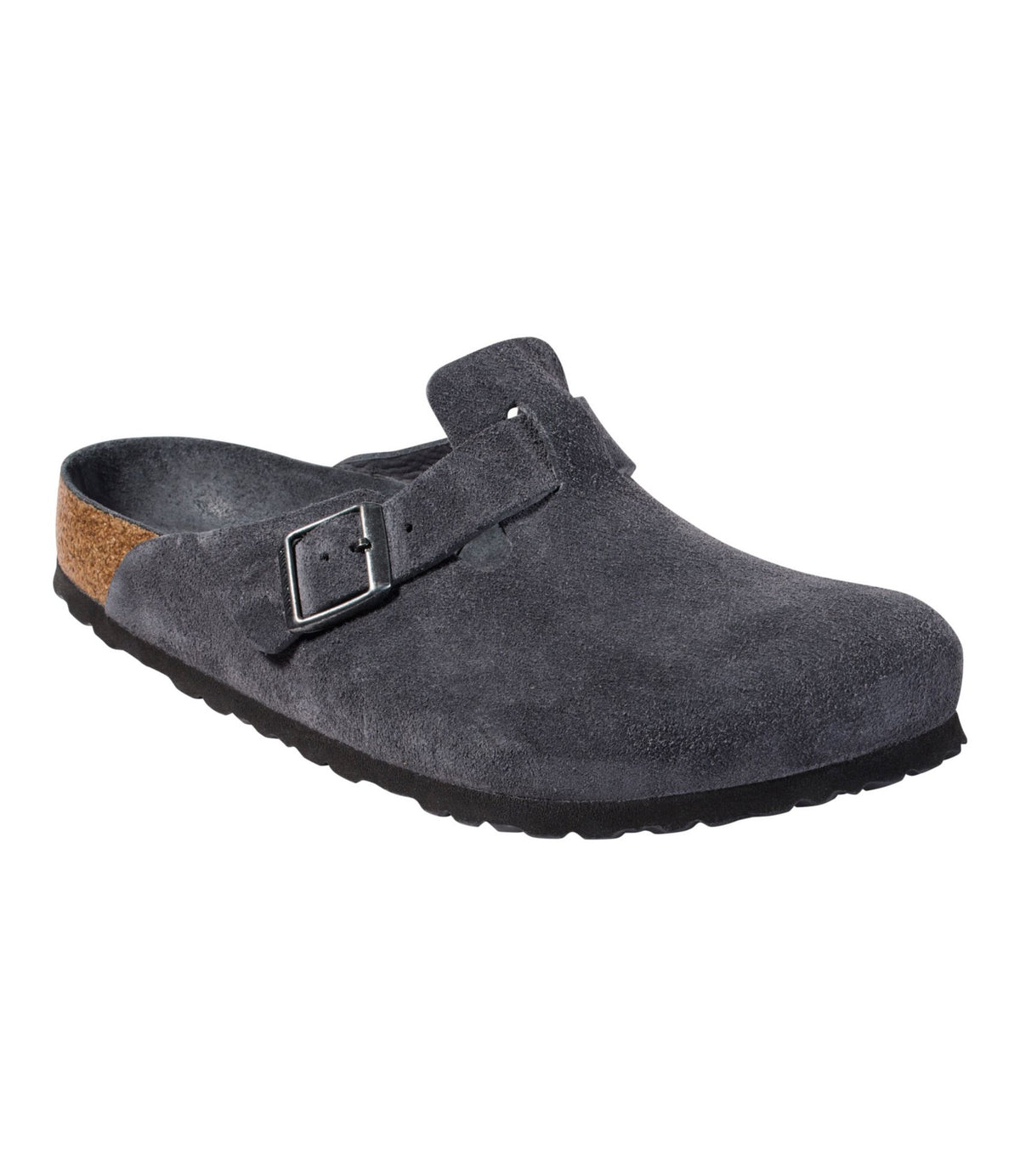L.L.Bean Men's Birkenstock Soft Footbed Boston Clogs, Suede Charcoal