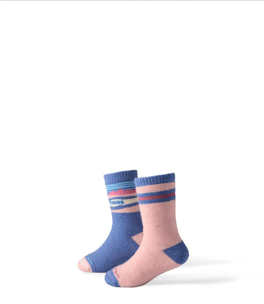 L.L.Bean Toddlers' Katahdin Socks, 2-Pack Deep Lake/Woodrose