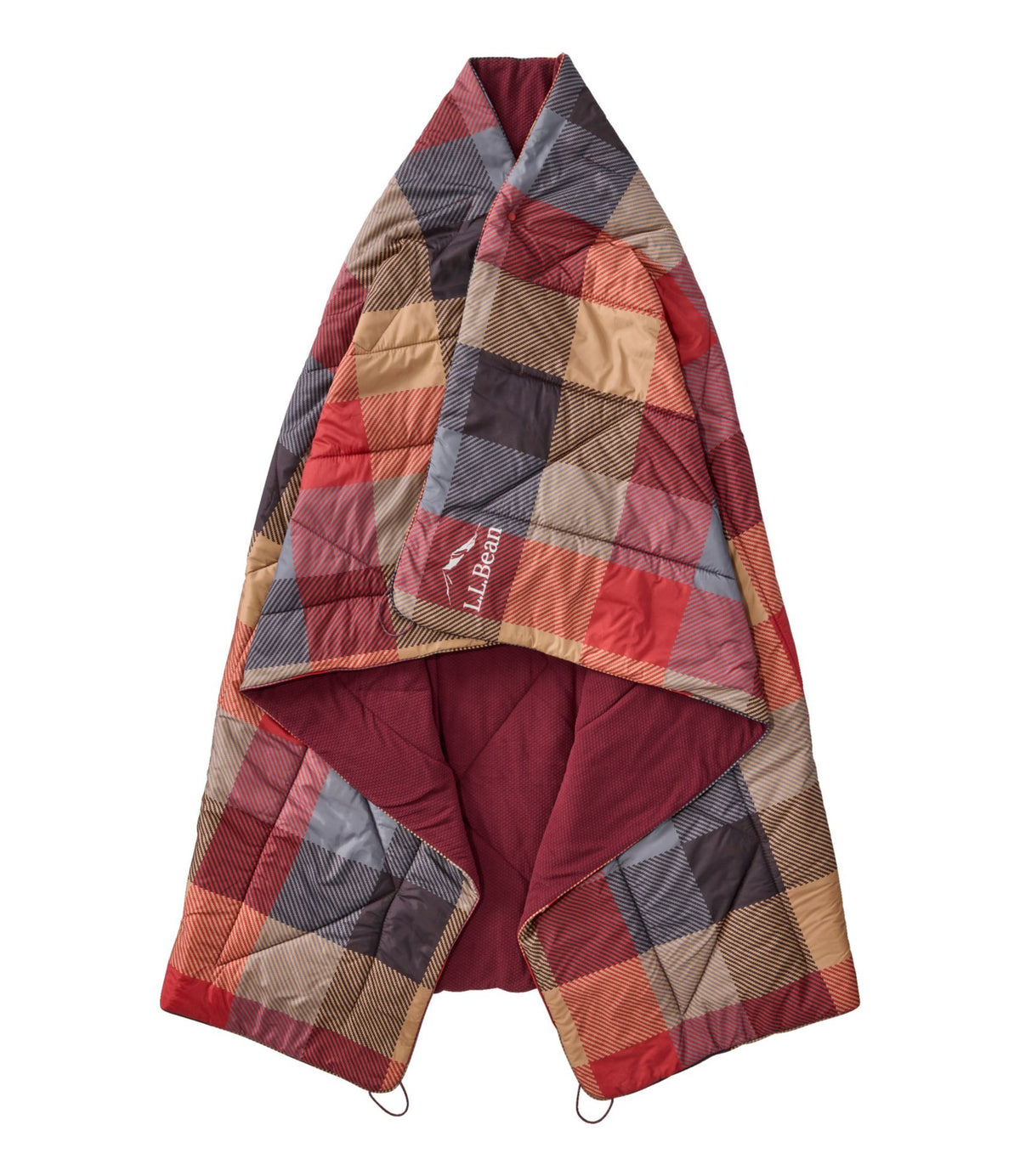 L.L.Bean L.L.Bean Fleece Puffer Blanket Burgundy/Apple Cinnamon