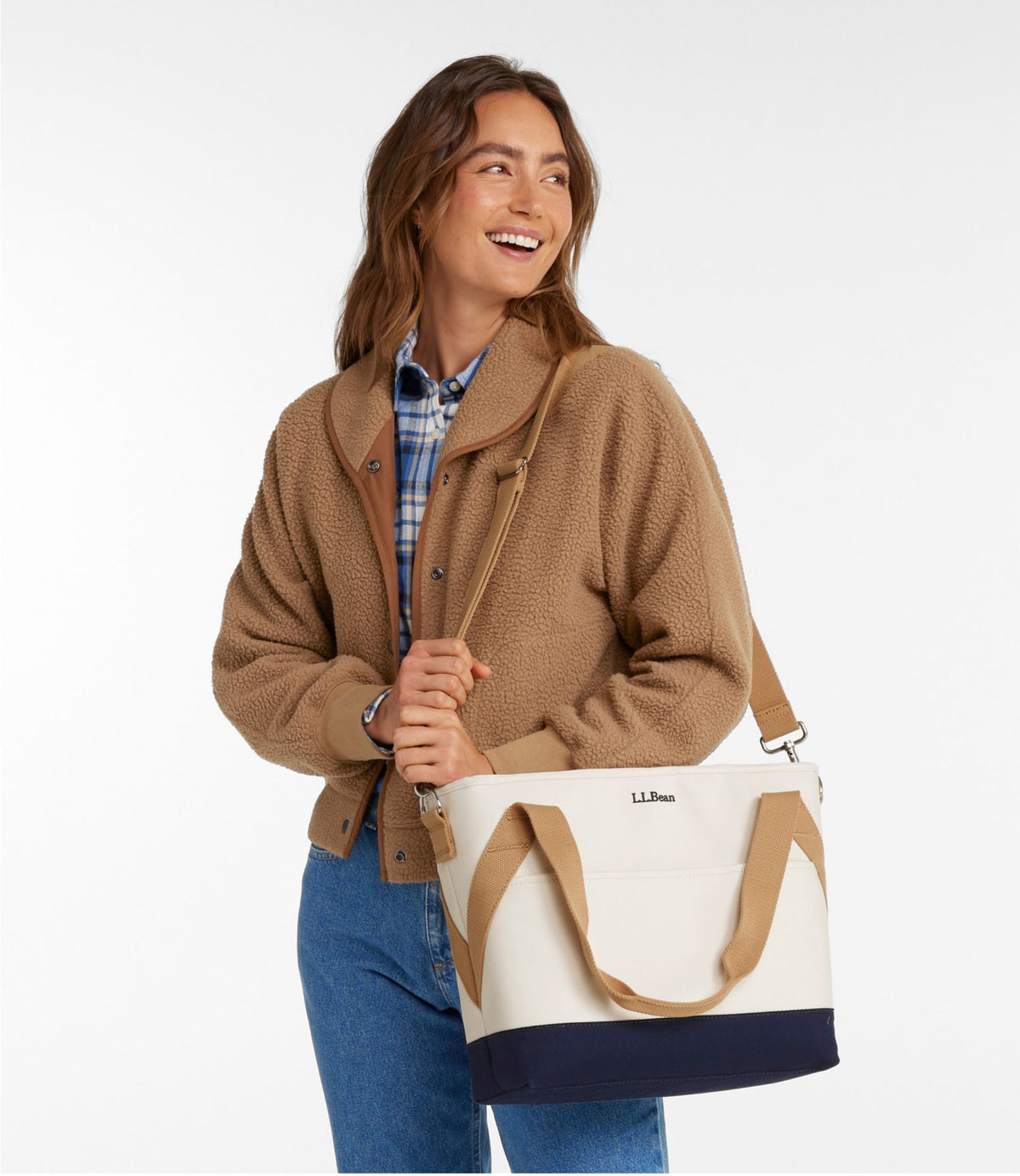 L.L.Bean Nor'easter Insulated Tote, Medium Classic Navy/Cream/Canyon Khaki