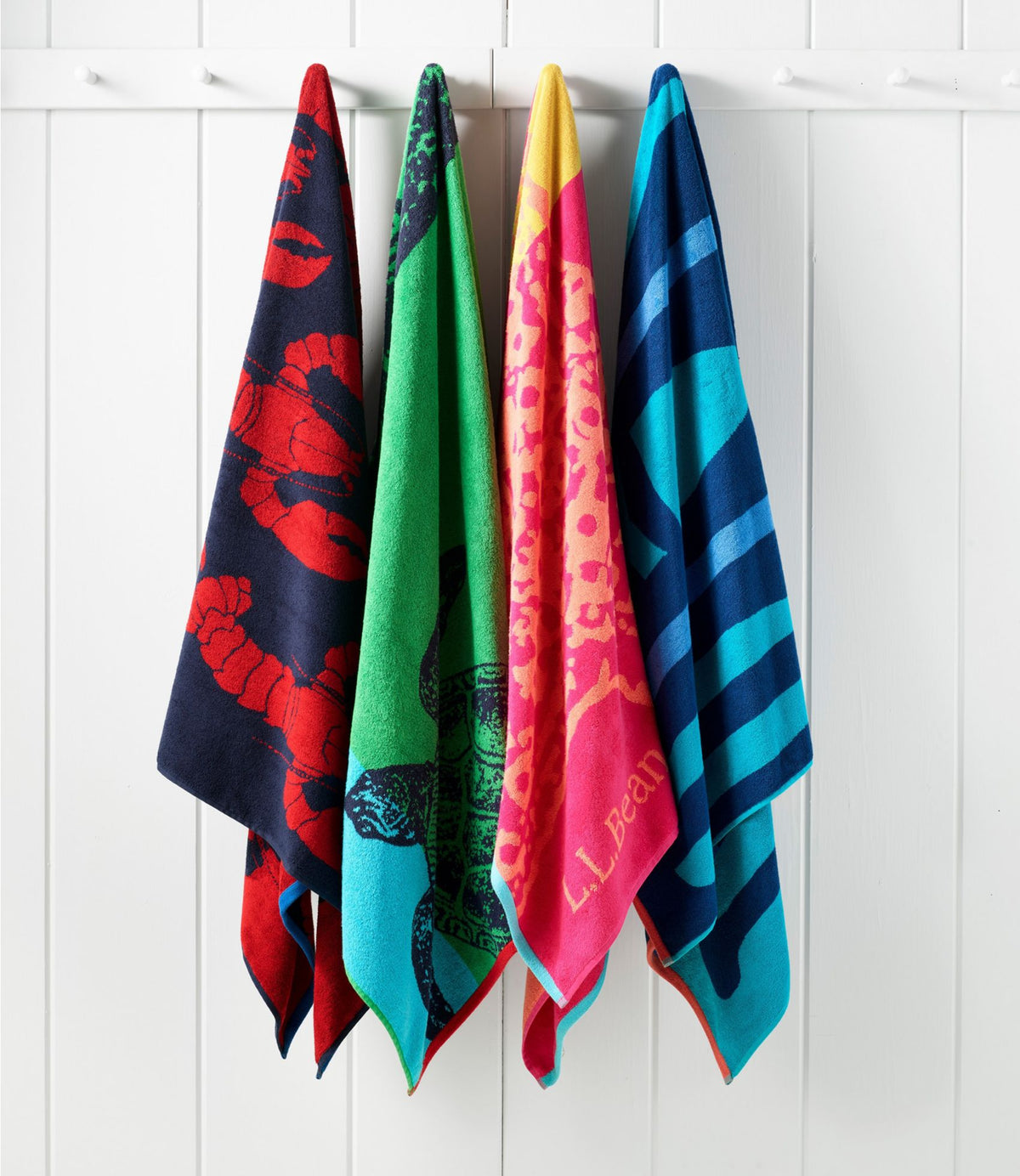 L.L.Bean Seaside Beach Towel, Paddles Ocean Blue