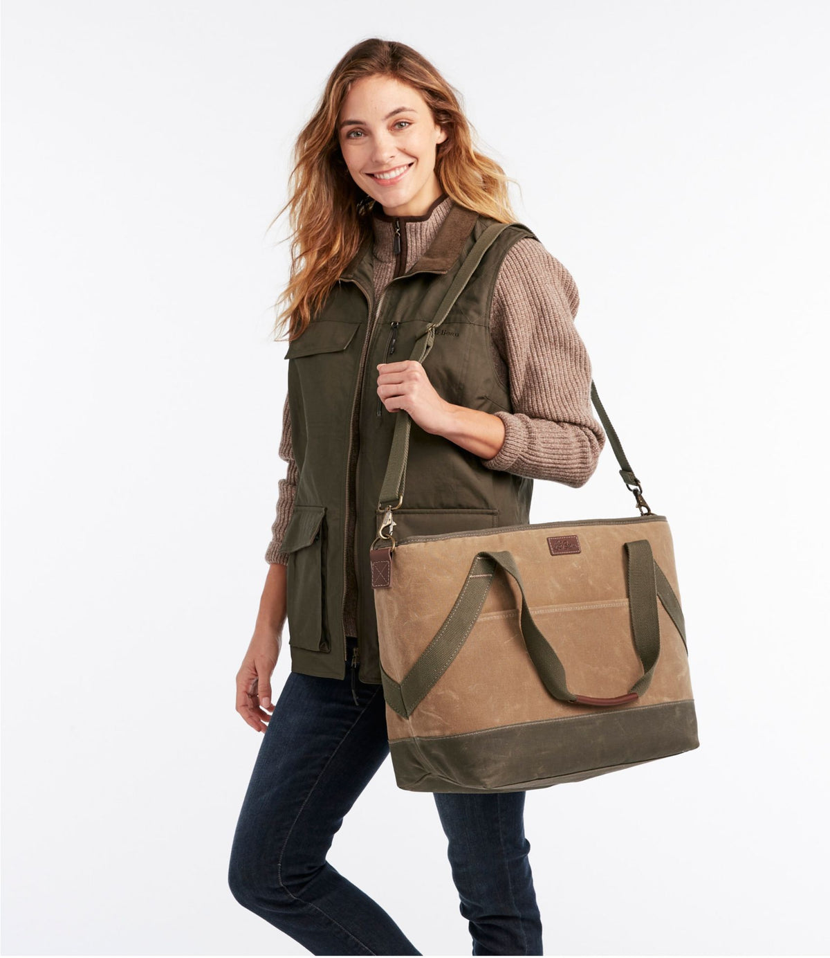 L.L.Bean Insulated Waxed-Canvas Tote, Large Navy