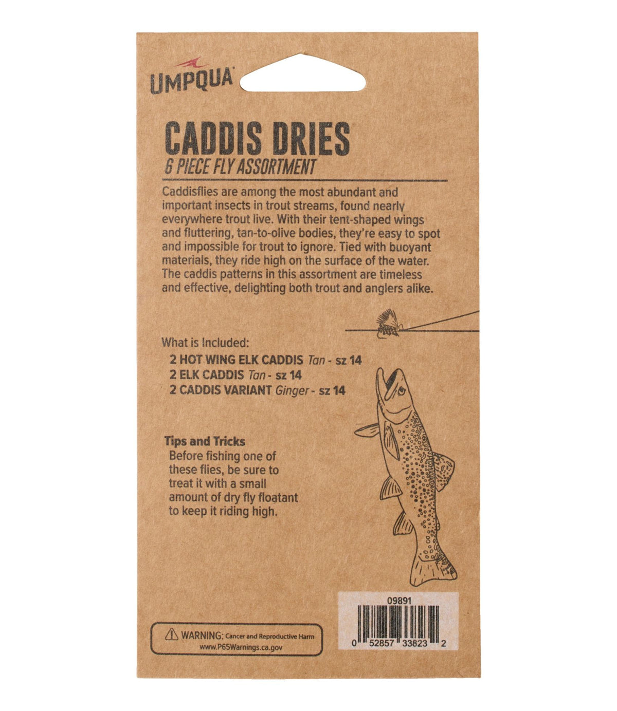 L.L.Bean Umpqua Caddis Dry Fly Assortment, 6 flies