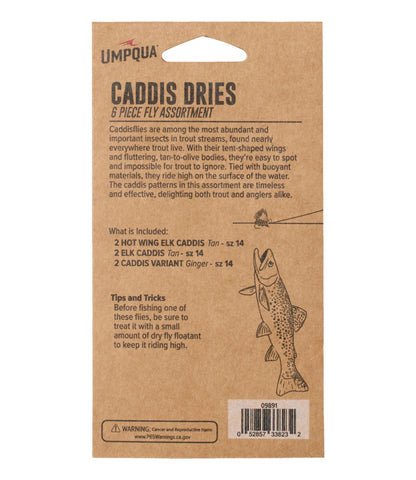 L.L.Bean Umpqua Caddis Dry Fly Assortment, 6 flies