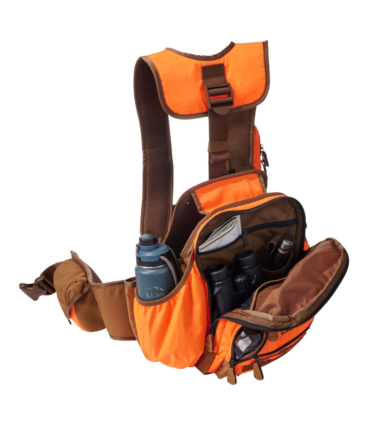 L.L.Bean Upland Vest Pack II Blaze Orange/Light Saddle/Maple Brown