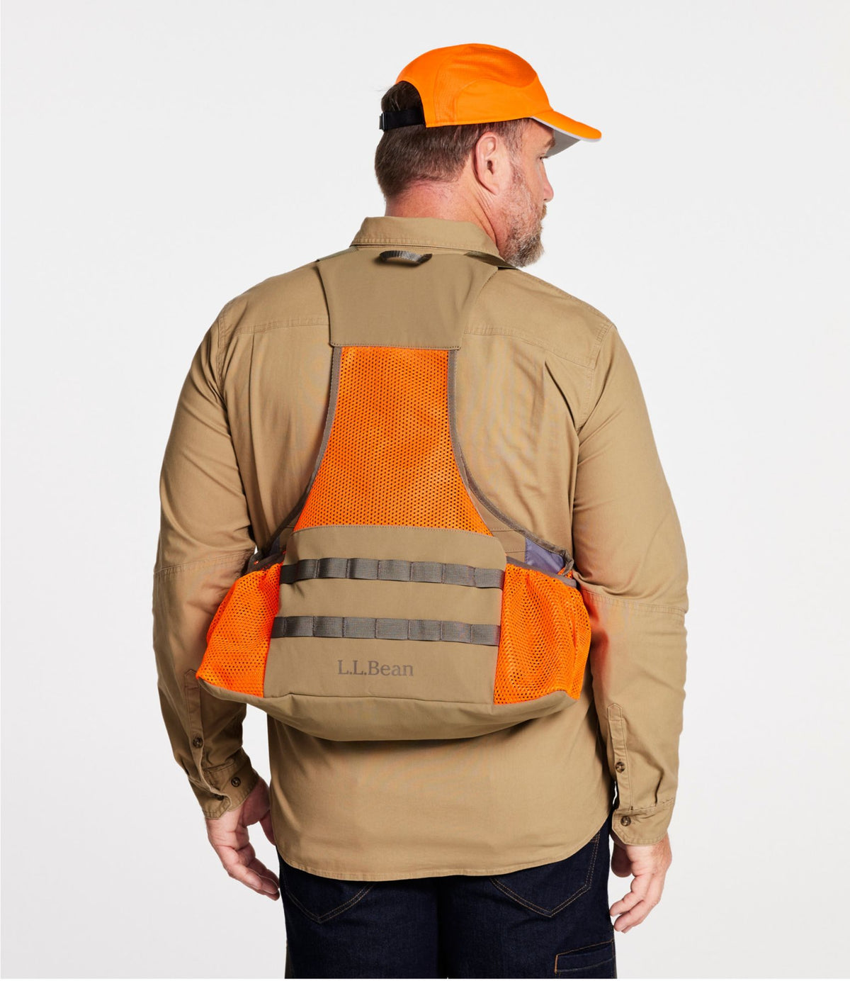 L.L.Bean Upland Hunting Strap Vest Dark Mushroom/Hunter Orange