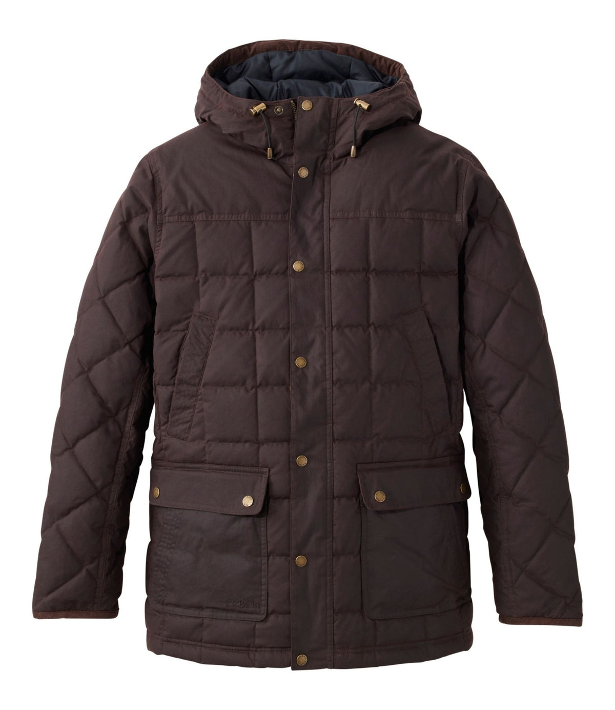 L.L.Bean Men's Upcountry Waxed Down Hooded Jacket Coffee Bean