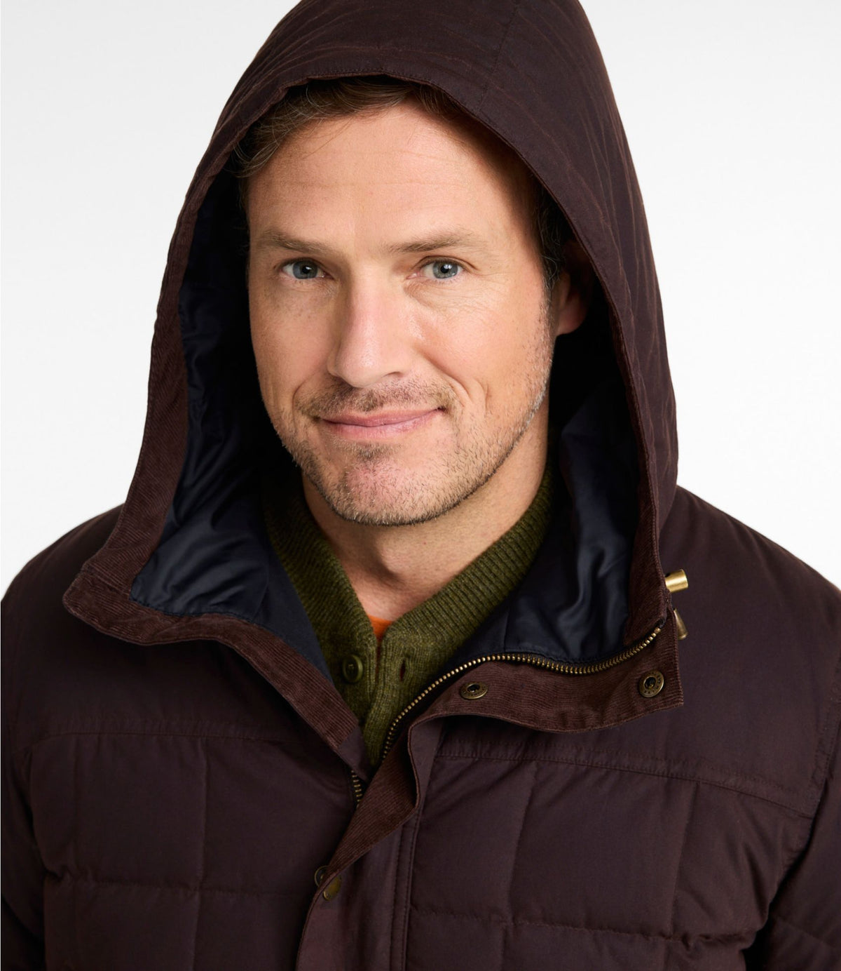 L.L.Bean Men's Upcountry Waxed Down Hooded Jacket Coffee Bean