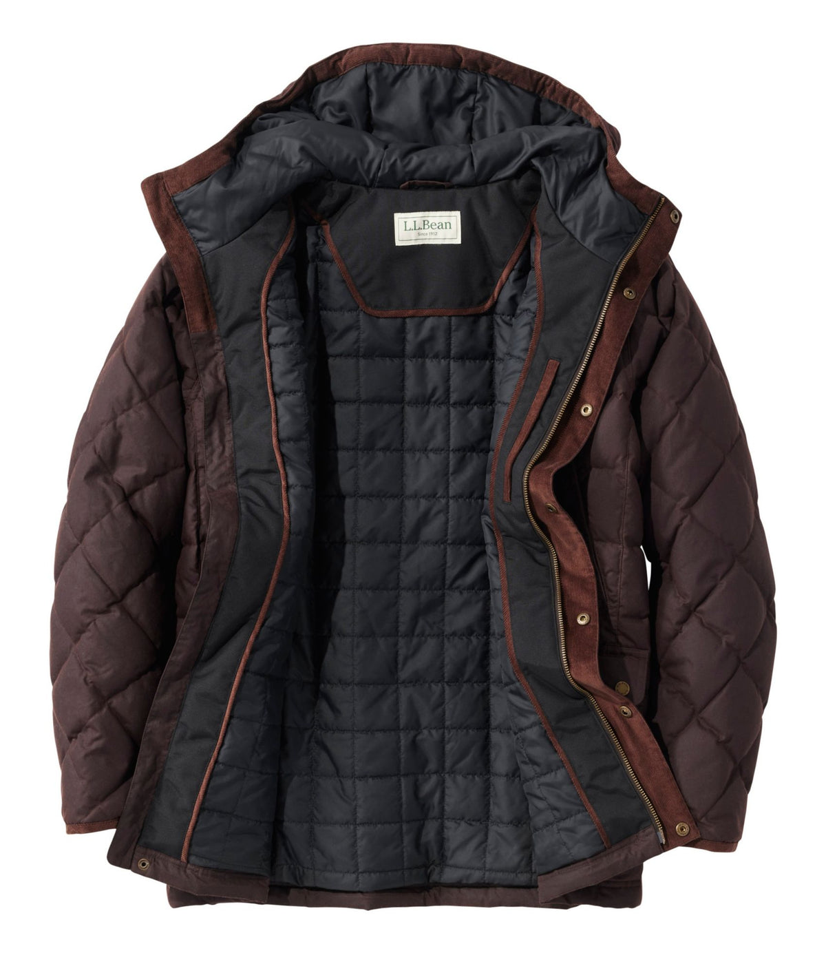 L.L.Bean Men's Upcountry Waxed Down Hooded Jacket Coffee Bean